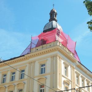 Výměna krytiny na věži domu - Rašínovo nábřeží Praha 
